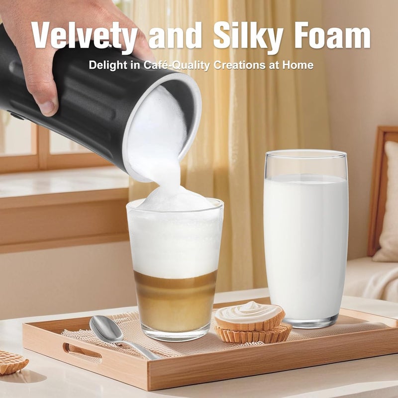 CookSwift Milk Frother, 4-in-1 Milk Steamer and Frother, 8.1oz/240ml Automatic Warm and Cold Foam Maker, Auto Shut-Off Frother for Coffee, Latte, Cappuccino, Macchiato(Black) - Image 3